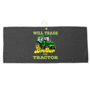 Farming Gift Will Trade Brother For Tractor Farmer Large Microfiber Waffle Golf Towel