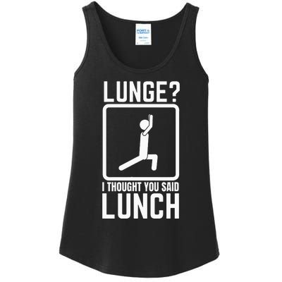 Funny Gym Workout Top Lunge Lunch Stick Figure Ladies Essential Tank