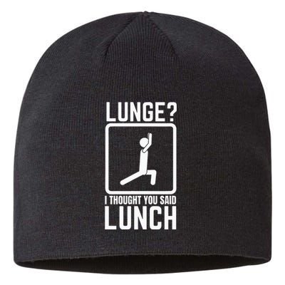 Funny Gym Workout Top Lunge Lunch Stick Figure Sustainable Beanie