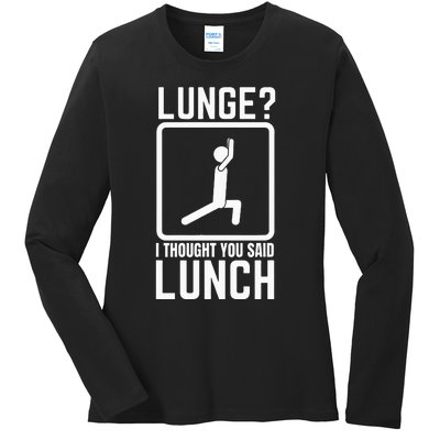 Funny Gym Workout Top Lunge Lunch Stick Figure Ladies Long Sleeve Shirt