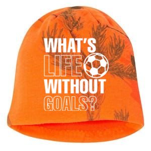 Funny Gift Whats Life Without Goals Soccer Player Coach Kati - Camo Knit Beanie