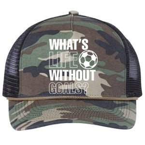 Funny Gift Whats Life Without Goals Soccer Player Coach Retro Rope Trucker Hat Cap