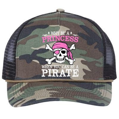 Funny Gifts Why Be A Princess When You Can Be A Pirate Retro Rope Trucker Hat Cap