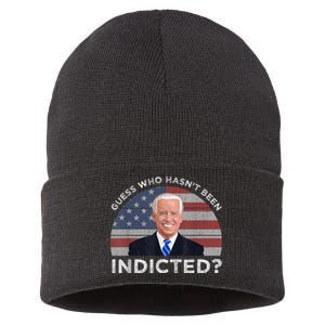 Funny Guess Who Hasnt Been Indicted Joe Biden Humor Choice Sustainable Knit Beanie