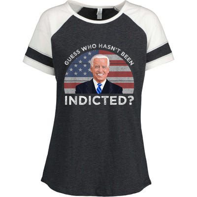 Funny Guess Who Hasnt Been Indicted Joe Biden Humor Choice Enza Ladies Jersey Colorblock Tee