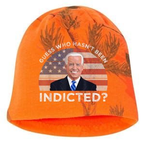 Funny Guess Who Hasnt Been Indicted Joe Biden Humor Choice Kati - Camo Knit Beanie