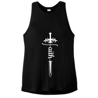 Faith Graphic Walk By Faith Not By Sight On Back Ladies PosiCharge Tri-Blend Wicking Tank