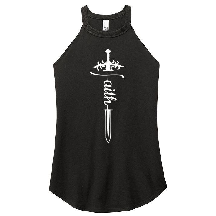 Faith Graphic Walk By Faith Not By Sight On Back Women's Perfect Tri Rocker Tank