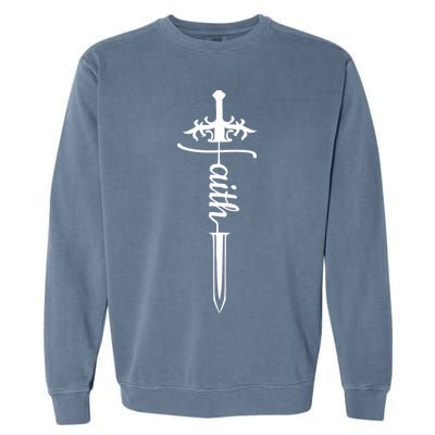 Faith Graphic Walk By Faith Not By Sight On Back Garment-Dyed Sweatshirt