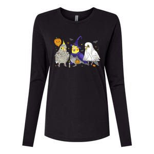 Funny Ghost Witch Cockatiels Halloween Cockatiels Lover Womens Cotton Relaxed Long Sleeve T-Shirt