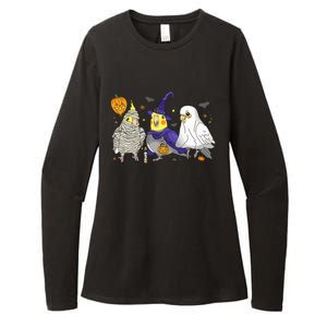 Funny Ghost Witch Cockatiels Halloween Cockatiels Lover Womens CVC Long Sleeve Shirt