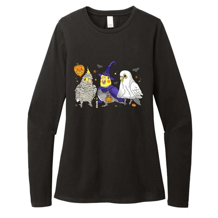 Funny Ghost Witch Cockatiels Halloween Cockatiels Lover Womens CVC Long Sleeve Shirt