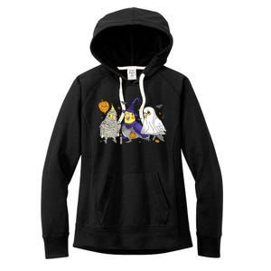 Funny Ghost Witch Cockatiels Halloween Cockatiels Lover Women's Fleece Hoodie