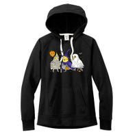 Funny Ghost Witch Cockatiels Halloween Cockatiels Lover Women's Fleece Hoodie