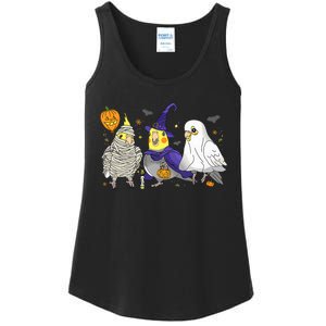 Funny Ghost Witch Cockatiels Halloween Cockatiels Lover Ladies Essential Tank