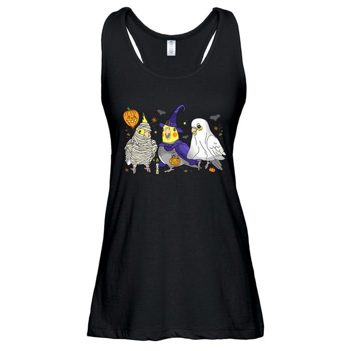 Funny Ghost Witch Cockatiels Halloween Cockatiels Lover Ladies Essential Flowy Tank