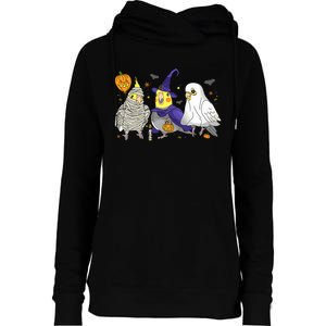 Funny Ghost Witch Cockatiels Halloween Cockatiels Lover Womens Funnel Neck Pullover Hood