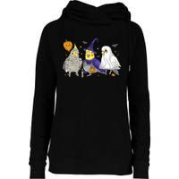 Funny Ghost Witch Cockatiels Halloween Cockatiels Lover Womens Funnel Neck Pullover Hood