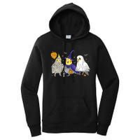 Funny Ghost Witch Cockatiels Halloween Cockatiels Lover Women's Pullover Hoodie