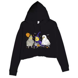 Funny Ghost Witch Cockatiels Halloween Cockatiels Lover Crop Fleece Hoodie