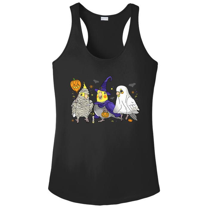 Funny Ghost Witch Cockatiels Halloween Cockatiels Lover Ladies PosiCharge Competitor Racerback Tank