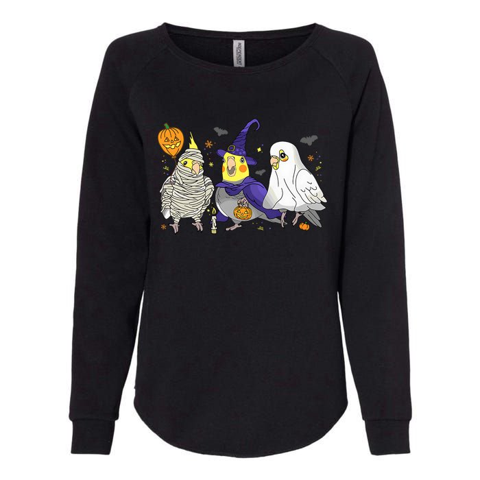 Funny Ghost Witch Cockatiels Halloween Cockatiels Lover Womens California Wash Sweatshirt