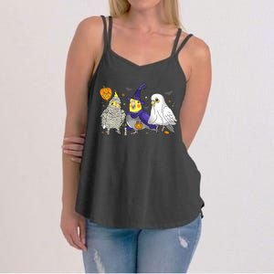 Funny Ghost Witch Cockatiels Halloween Cockatiels Lover Women's Strappy Tank