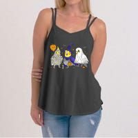 Funny Ghost Witch Cockatiels Halloween Cockatiels Lover Women's Strappy Tank