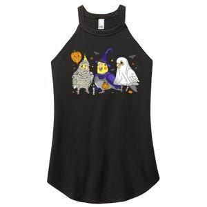 Funny Ghost Witch Cockatiels Halloween Cockatiels Lover Women's Perfect Tri Rocker Tank