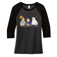 Funny Ghost Witch Cockatiels Halloween Cockatiels Lover Women's Tri-Blend 3/4-Sleeve Raglan Shirt