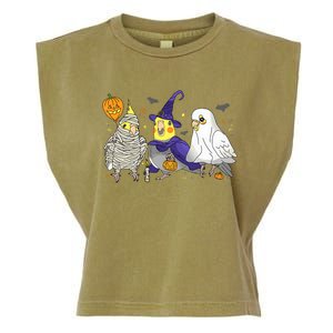 Funny Ghost Witch Cockatiels Halloween Cockatiels Lover Garment-Dyed Women's Muscle Tee