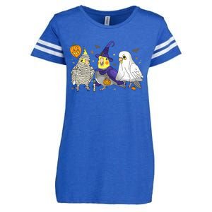 Funny Ghost Witch Cockatiels Halloween Cockatiels Lover Enza Ladies Jersey Football T-Shirt