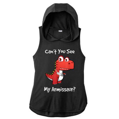 Funny Get Well Broken Arm Gift Dinosaur With A Cast Ladies PosiCharge Tri-Blend Wicking Draft Hoodie Tank