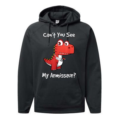 Funny Get Well Broken Arm Gift Dinosaur With A Cast Performance Fleece Hoodie