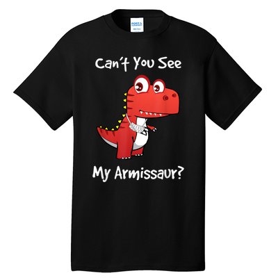 Funny Get Well Broken Arm Gift Dinosaur With A Cast Tall T-Shirt