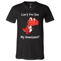 Funny Get Well Broken Arm Gift Dinosaur With A Cast V-Neck T-Shirt