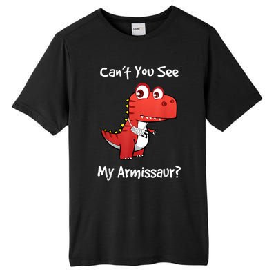 Funny Get Well Broken Arm Gift Dinosaur With A Cast Tall Fusion ChromaSoft Performance T-Shirt