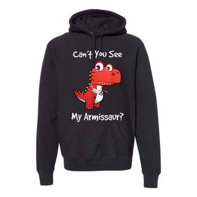 Funny Get Well Broken Arm Gift Dinosaur With A Cast Premium Hoodie