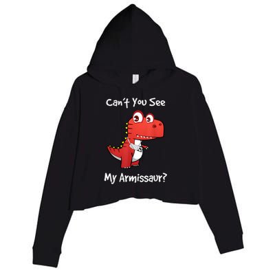 Funny Get Well Broken Arm Gift Dinosaur With A Cast Crop Fleece Hoodie