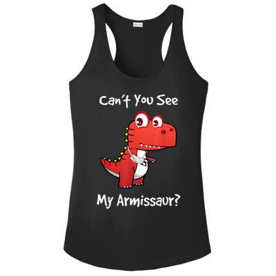 Funny Get Well Broken Arm Gift Dinosaur With A Cast Ladies PosiCharge Competitor Racerback Tank