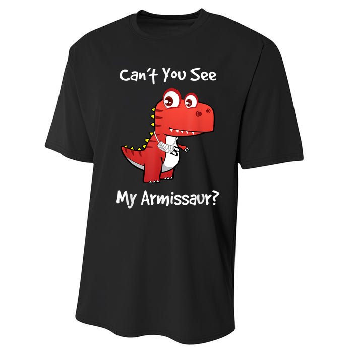 Funny Get Well Broken Arm Gift Dinosaur With A Cast Performance Sprint T-Shirt