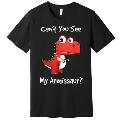 Funny Get Well Broken Arm Gift Dinosaur With A Cast Premium T-Shirt