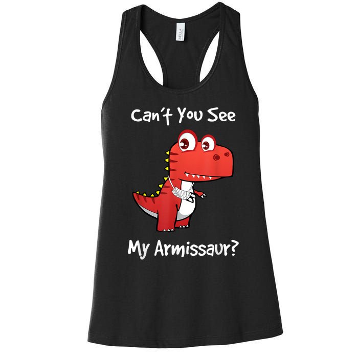 Funny Get Well Broken Arm Gift Dinosaur With A Cast Women's Racerback Tank