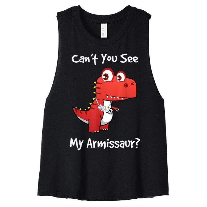 Funny Get Well Broken Arm Gift Dinosaur With A Cast Women's Racerback Cropped Tank