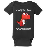 Funny Get Well Broken Arm Gift Dinosaur With A Cast Baby Bodysuit