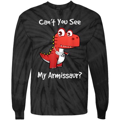 Funny Get Well Broken Arm Gift Dinosaur With A Cast Tie-Dye Long Sleeve Shirt