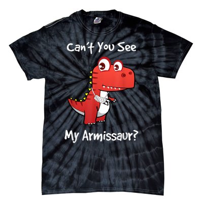 Funny Get Well Broken Arm Gift Dinosaur With A Cast Tie-Dye T-Shirt