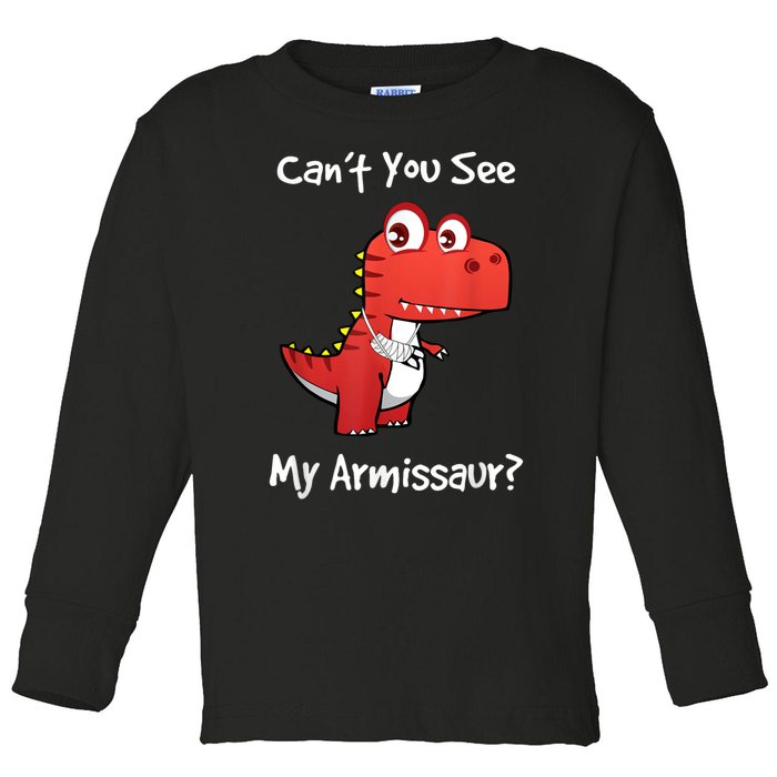 Funny Get Well Broken Arm Gift Dinosaur With A Cast Toddler Long Sleeve Shirt