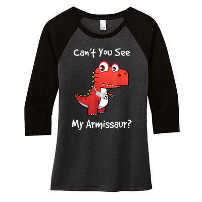 Funny Get Well Broken Arm Gift Dinosaur With A Cast Women's Tri-Blend 3/4-Sleeve Raglan Shirt