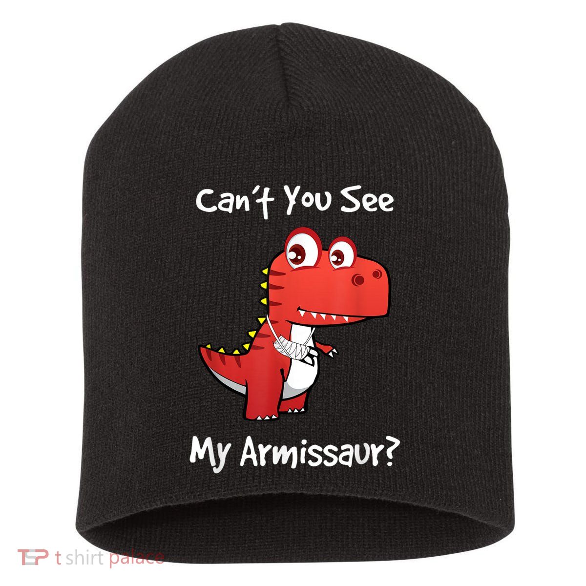 Funny Get Well Broken Arm Gift Dinosaur With A Cast Short Acrylic Beanie